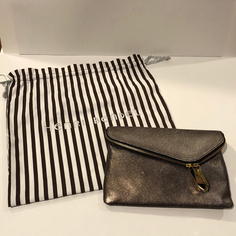 NWT Henri Bendel bronze gold convertible clutch